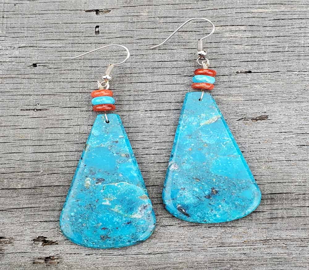 Turquoise Earrings Native American Slab Earrings large  AAA4